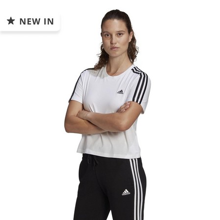 adidas - Women Essentials Loose 3-Stripes Crop Top , White